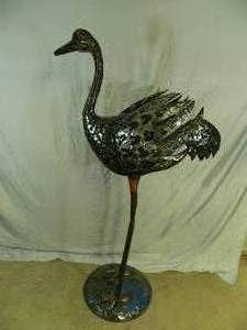 lot 1A image: Recycled Metal LARGE Ostrich Over 5 ft