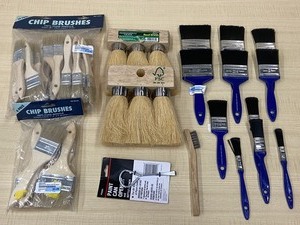 lot 24 image: Lot Of Assorted Paint Brushes, Foam Brushes, Wire Brushes, Etc