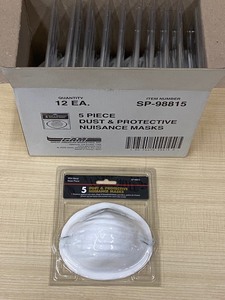 lot 34 image: New 12-Pack Of 5-Piece Dust Masks Sets