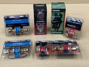 lot 67 image: Box Of New Replacement Door Knob Sets, Deadbolts, Etc