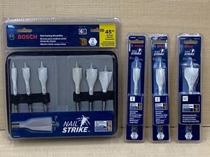 lot 115 image: New Bosch Nail Cutting Wood Bit Set & (3) Individual Bosch Bits