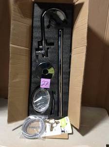lot 27 image: 1-Handle Freestanding Floor Mount Roman Tub Faucet Bathtub Filler with Hand Shower in Chrome by AKDY &nbspin good condition