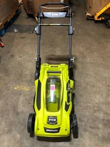 lot 109 image: RYOBI 20 in. 40-Volt Brushless Lithium-Ion Cordless Battery Walk Behind Push Lawn Mower BatteryCharger NOT INCLUDE, BAG NOT INCUDE JUST MOWER See pics 