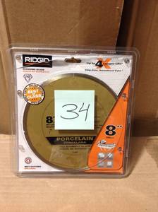 lot 34 image: RIDGID 8 in. Premium Tile Diamond Blade &nbspin good condition