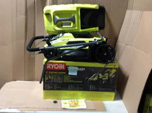 lot 45 image: RYOBI 13 in. 11 Amp Corded E13 in. 11 Amp Corded Electric Walk Behind Push Mower &nbspin good condition