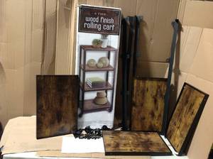 lot 46 image: WOOD FINISH ROLLING CART &nbspin good condition