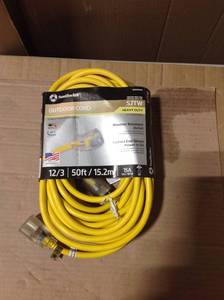 lot 67 image: Southwire 50 ft. 123 SJTW Hi-Visibility Outdoor Heavy-Duty Extension Cord with Power Light Plug &nbspin good condition