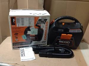 lot 90 image: RIDGID 3 Gal. 18-Volt Cordless Handheld WetDry Shop Vacuum (Tool Only) with Filter, Expandable Hose and Accessories &nbspin good condition