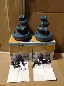 lot 91 image: Hampton Bay Blue Tabletop Fountain Indoor Use &nbspin good condition