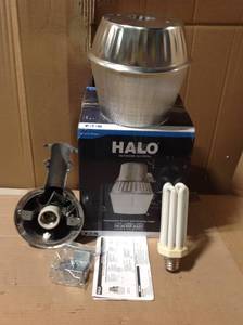 lot 96 image: 65-Watt Metallic Outdoor Fluorescent Security Wall and Area Light with Dusk to Dawn Photocell Sensor by Halo &nbspin good condition