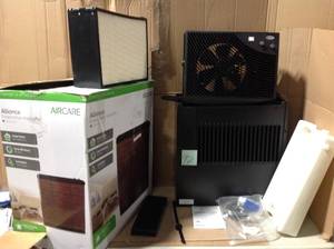 lot 97 image: AIRCARE Alliance Copper Night Evaporative Humidifier Dark Brown &nbspin good condition
