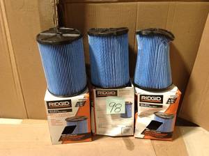 lot 98 image: RIDGID 3-Layer Fine Dust Pleated Paper Filter for Most 5 Gal. and Larger RIDGID WetDry Shop Vacuums &nbspin good condition