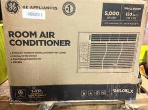 lot 111 image: GE 5,000 BTU 115-Volt Room Window Air Conditioner in White in good conditions