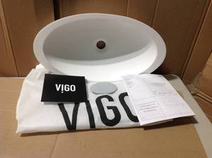 Wisteria Handmade Matte Stone Oval Vessel Bathroom Sink in Matte White&nbsp&nbspin good condition