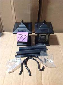 Hampton Bay Solar Black Outdoor Integrated LED Diamond Shepard Hook Lantern Land&nbsp&nbspin good condition