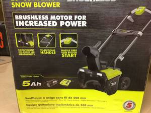RYOBI 20 in. 40-Volt Single-Stage Brushless Cordless Electric Snow Blower with 5.0 Ah Battery and Charger Included in good conditions