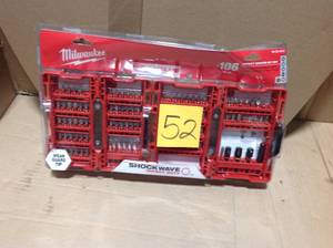 lot 52 image: Milwaukee Impact Driver Bit Set (106 Piece) SHOCKWAVE High Speed Steel &nbspin good condition