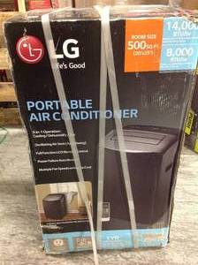 lot 108 image: LG Electronics 14,000 BTU (8,000 BTU,DOE) Portable Air Conditioner, 115-Volt, Dehumidifier Function and LCD Remote in Graphite IN GOODS CONDITIONS