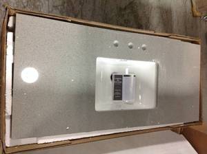 lot 112 image: 49 in. W x 22 in. D Engineered Quartz Vanity Top in Sterling Grey with White Single Trough Sink by Home Decorators Collection NOT USED