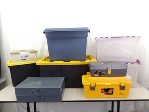 lot 50 image: Lot of Totes, Storage Containers, Tool Boxes, etc.