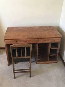 lot 35 image: 24 x 48 x 30 Solid Wood Computer Desk and Chair