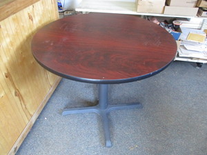 lot 71 image: (3) 36 Table with Steel 4 Feet Base  Used in Restaurant. Good Condition