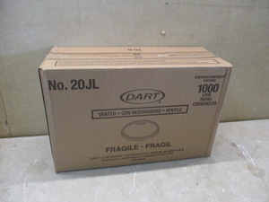 lot 84 image: Partial case of (200) Dart 20JL Vented Lids. Can be used with 10B20 Cups on this auction.