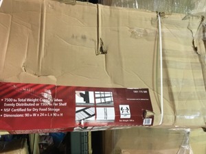 lot 34 image: HUSKY Black 5-Tier Heavy Duty Welded Steel Garage Storage Shelving Unit (90 in. W x 90 in. H x 24 in. D) CUSTOMER RETURNS SEE PICS