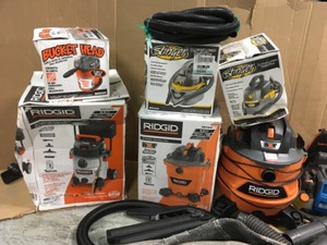 lot 36 image: PALLET WITH RIGID STINGER VACUUMS AND HAMPTON BAY RUG CUSTOMER RETURNS SEE PICS