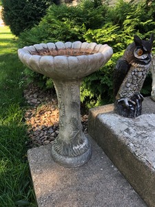 lot 93 image: Cement Flower Bird Bath