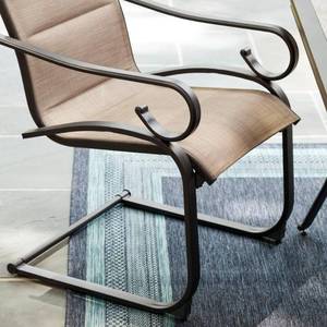 Crestridge Steel Padded Sling C-Spring Outdoor Patio Dining Chair in Putty Taupe (2-Pack)