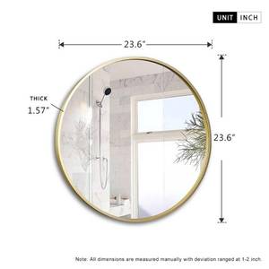 Neu Type 24 inches Large Modern and Contemporary Aluminum Alloy Metal Framed Gold Round BathroomVanityWall Mounting