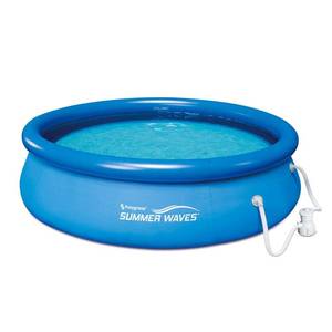 SUMMER WAVE 10 ft. x 30 in. D Round Inflatable Above Ground Pool Ring Quick Set with RX330 Filter Pump System
