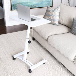 24 in. Rectangular White Laptop Desks with Adjustable Height