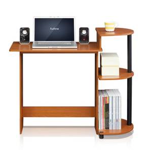 39 in. Rectangular Cherry Computer Desk with Shelves