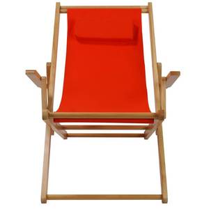 Natural Frame and Orange Canvas Solid Wood Sling Chair