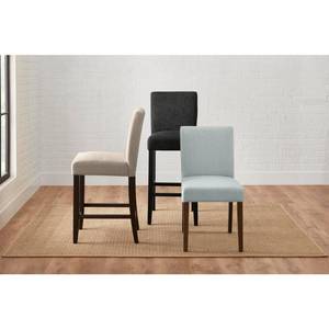 Banford Ebony Wood Upholstered Counter Stool with Back and Black Seat (Set of 2) (17.51 in. W x 40.35 in. H)