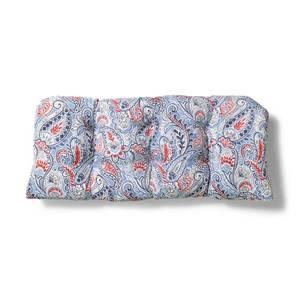 Hampton Bay 42 in. x 18 in. x 5 in. Denim Paisley Outdoor Tufted Bench Cushion