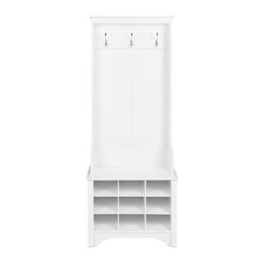 White Narrow Hall Tree with 9 Shoe Cubbies