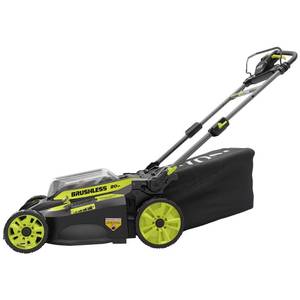 Ryobi 20 in. 40-Volt Battery Brushless Cordless Self-Propelled Lawn Mower. Battery and charger included.