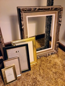 lot 52 image: Variety Of Frames And Wood Display Shelf