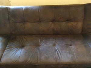 lot 114 image: Brown Micro Suede Futon Couch on Wheels