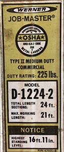 lot 129 image: Werner Job Master 24 Foot Extension Ladder