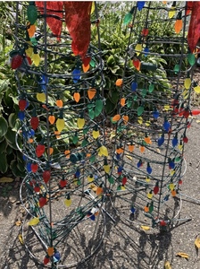 lot 21 image: Two Decorative Metal Light Up Christmas Trees