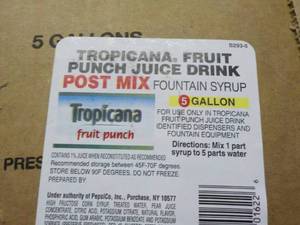 lot 160 image: 5 Gallon Tropicana Fruit Punch Juic...