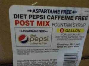 lot 165 image: 5 Gallon Diet Pepsi Caffeine Free P...