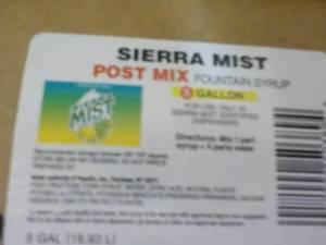 lot 168 image: 5 Gallon Sierra Mist Post Mix Syrup...