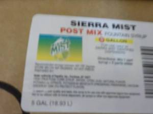 lot 169 image: 5 Gallon Sierra Mist Post Mix Syrup...