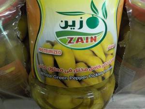 lot 245 image: 24 Jars Zain Whole Green Peppers...