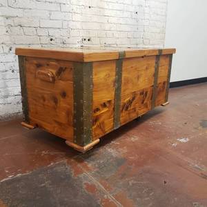 lot 11 image: Brass Strapped Cedar Chest